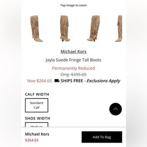 Michael Kors Cowgirl Fringe Boots Tan, new, women size 10 org $395